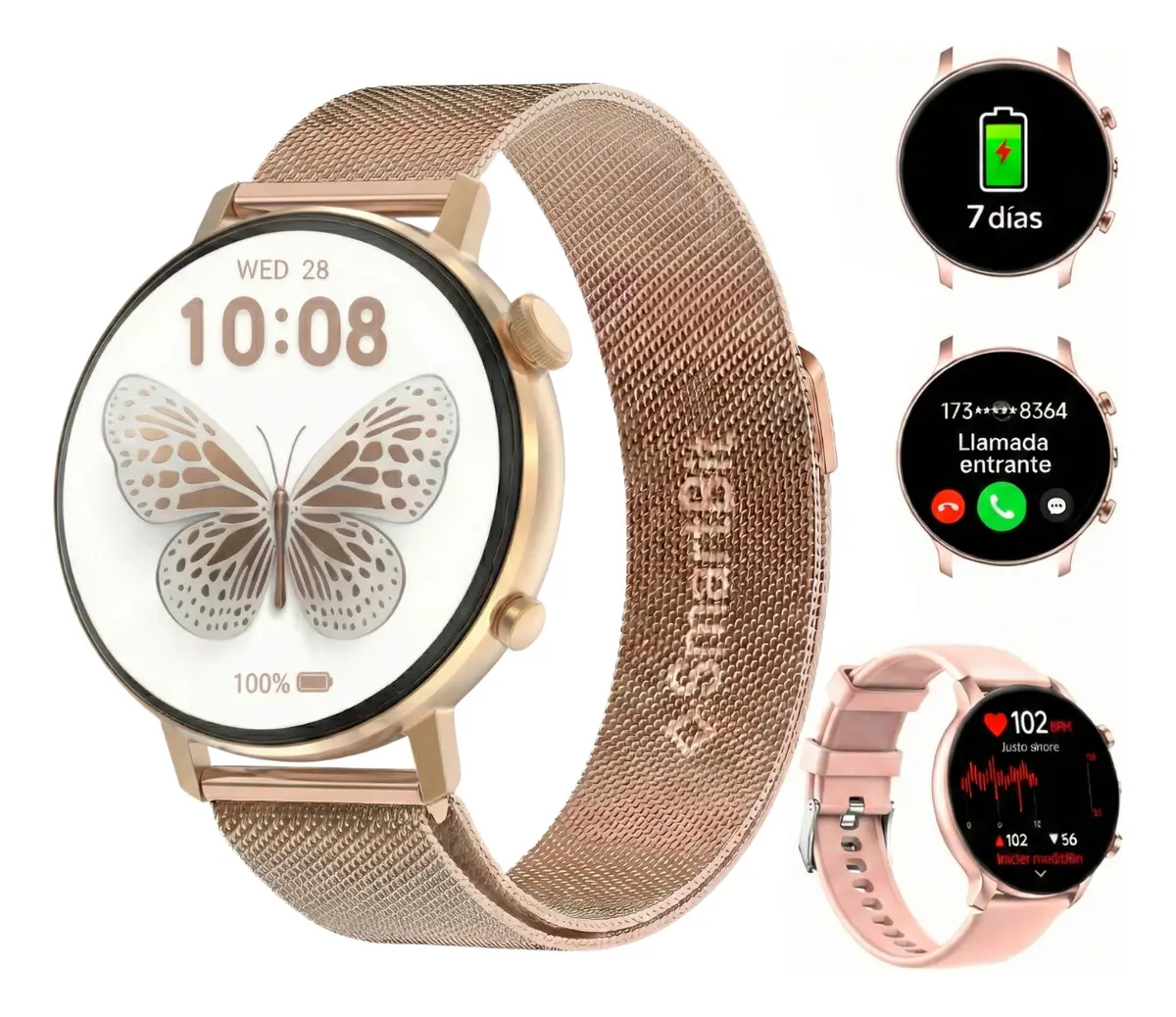Reloj Inteligente Mujer Smartbit S2 Pro Smartwatch Rosa Caja Rose gold Bisel Rose gold Diseño de la malla Mesh