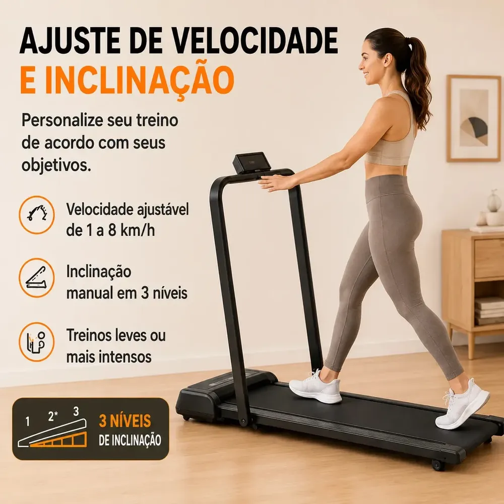 Esteira Elétrica Compacta Dobrável Silenciosa Para Treino Doméstico