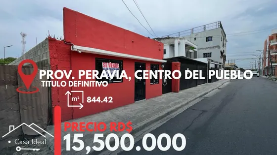 Se Vende Propiedad Centro Del Pueblo Bani 844 Mts Con Título
