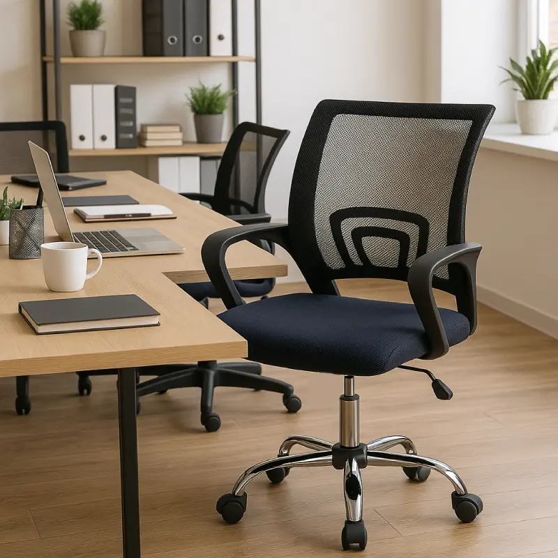 Silla De Escritorio Oficina Ergonomica Circle-line Mesh Color Negro