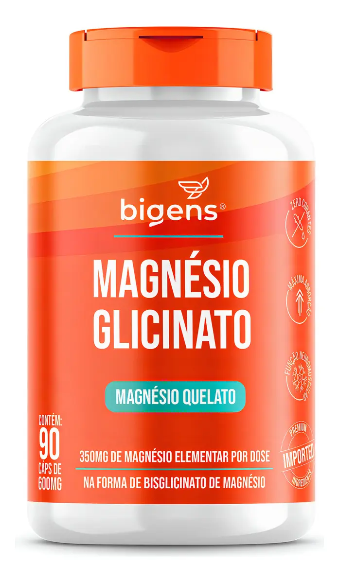Loja Yvykatu — Produtos para sua vida saudável Magnésio Glicinato Quelato 350mg Elementar, 90cps Bigens Sabor Neutro