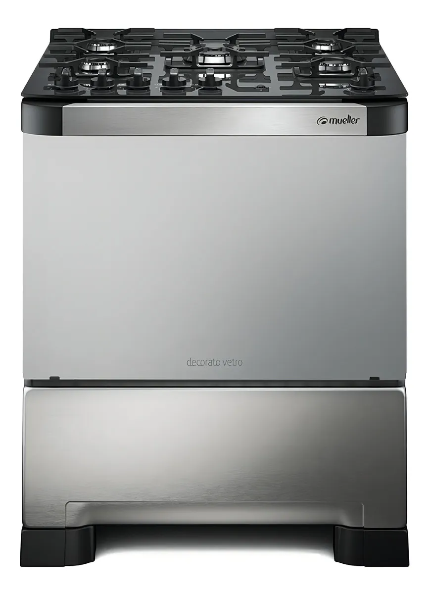 Fogão 5 Bocas Decorato Vetro G3 Mueller Inox Tipo De Conexão Gás Engarrafado