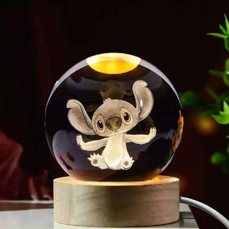 Luz Nocturna Grabada En 3d Con Forma De Bola De Cristal Bril
