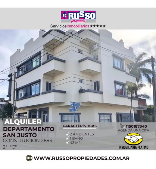 Alquiler Departamento 2 Ambientes San Justo