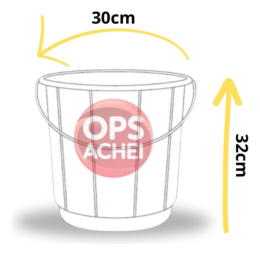 Balde Plástico Preto 13,5l Com Alça De Metal P Limpeza Geral - Imagem 3