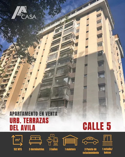 Apartamento En Venta Terrazas Del Avila. Calle 5. 125 Mts2/3 Hab/1 Estudio/ 3 B/ 3 P/e. 1 Maletero