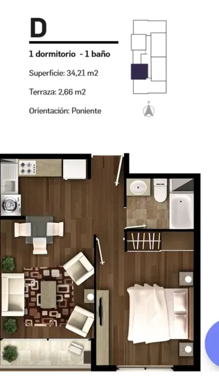 Dpto 1dorm 38m2 C/terraza Metro Ciudad Del Niño