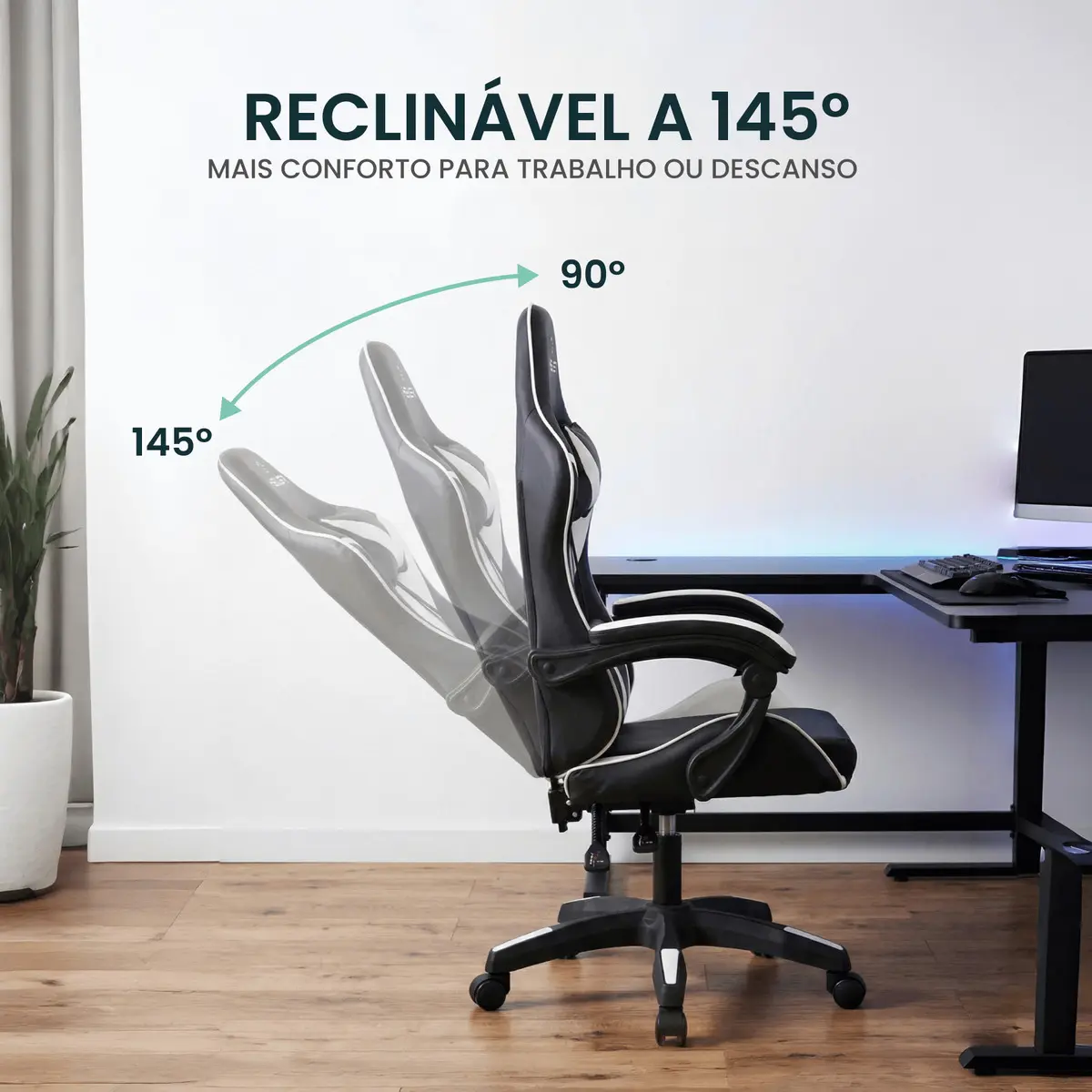 Cadeira Gamer Lancer Preta e Branca Healer