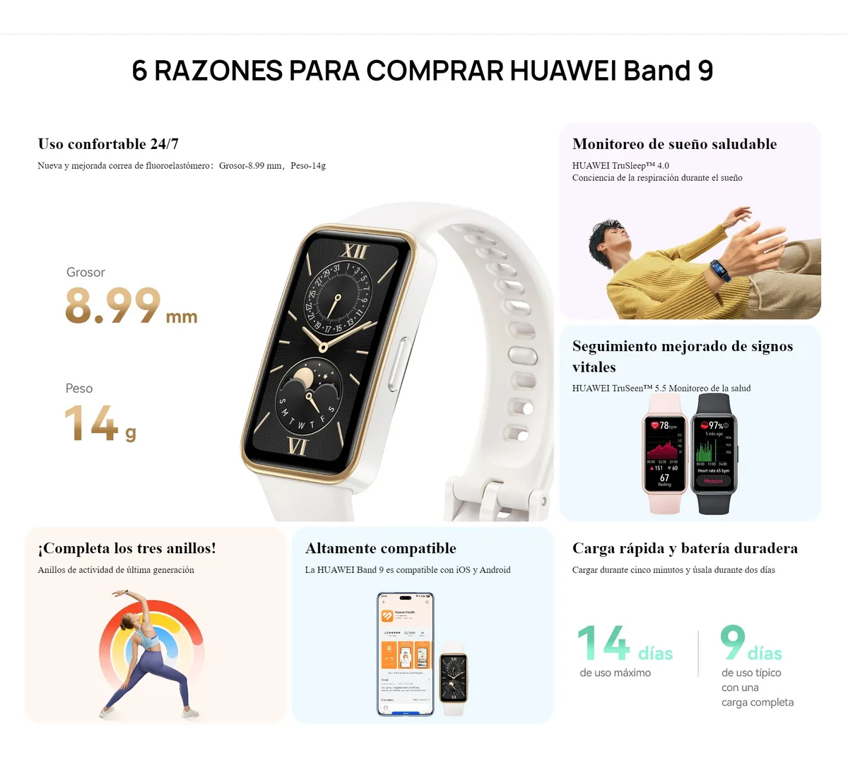 Huawei Smartwatch Band 9, Amoled 1.47, Batería Hasta 14 Días