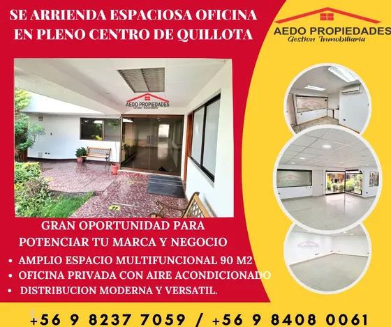 Se Arrienda Espaciosa Y Moderna Oficina, Centro De Quillota.