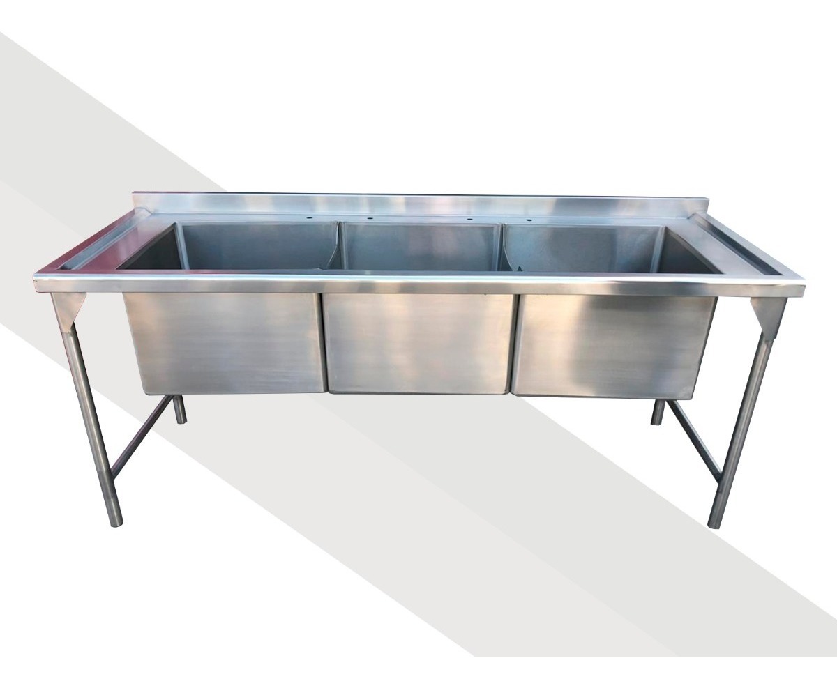 Tarja De Acero Inoxidable Industrial Tarja Industrial 3 Tinas Acero Inoxidable 200 X 70 X 90 | Mercado Libre