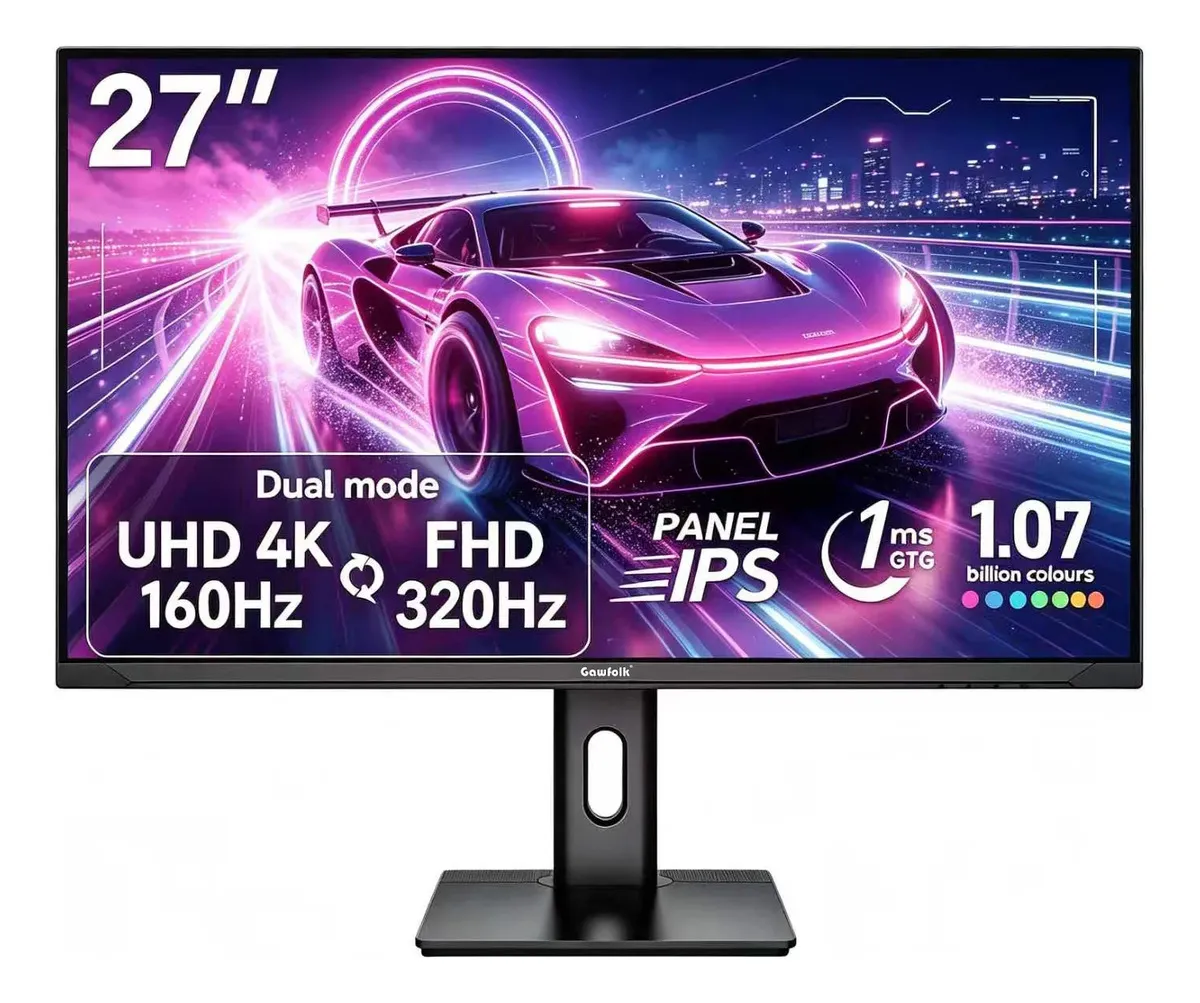 Monitor Gamer Gawfolk de 27" 4K UHD com 320Hz e Painel IPS para PS5, Xbox e PC