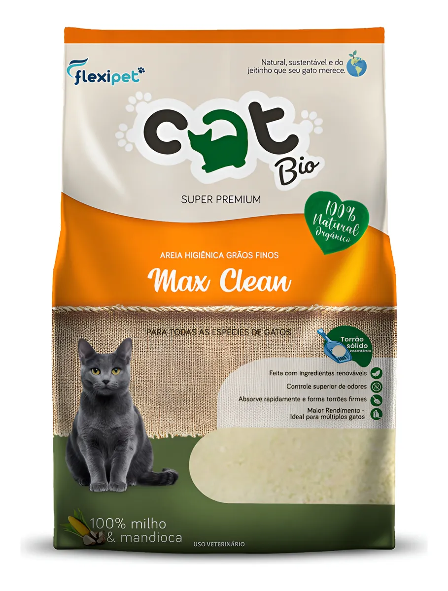 Areia Catbio Biodegradável 4 Kg - Max Clean - Grãos Finos
