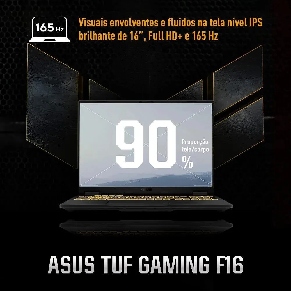 Notebook Asus Tuf Gaming F16 Fx608jmr Nvidia Rtx 5060 Core I7 16gb Ram 512gb Ssd Windows 11 Home Tela De 16  Fhd 165hz Gray - Rv150w Jaeger Gray
