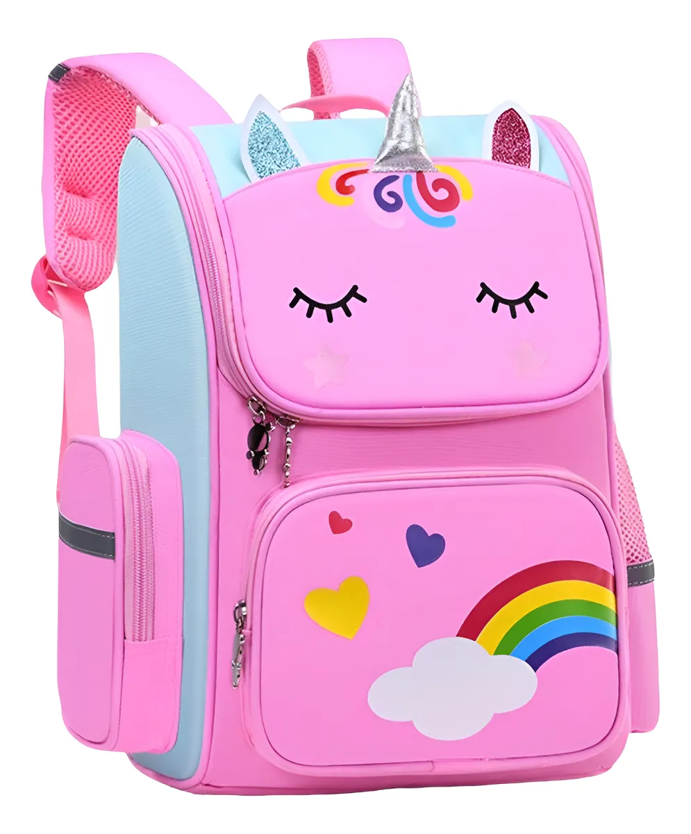 Mochila Escolar Infantil Unicórnio Grande Impermeável Cores