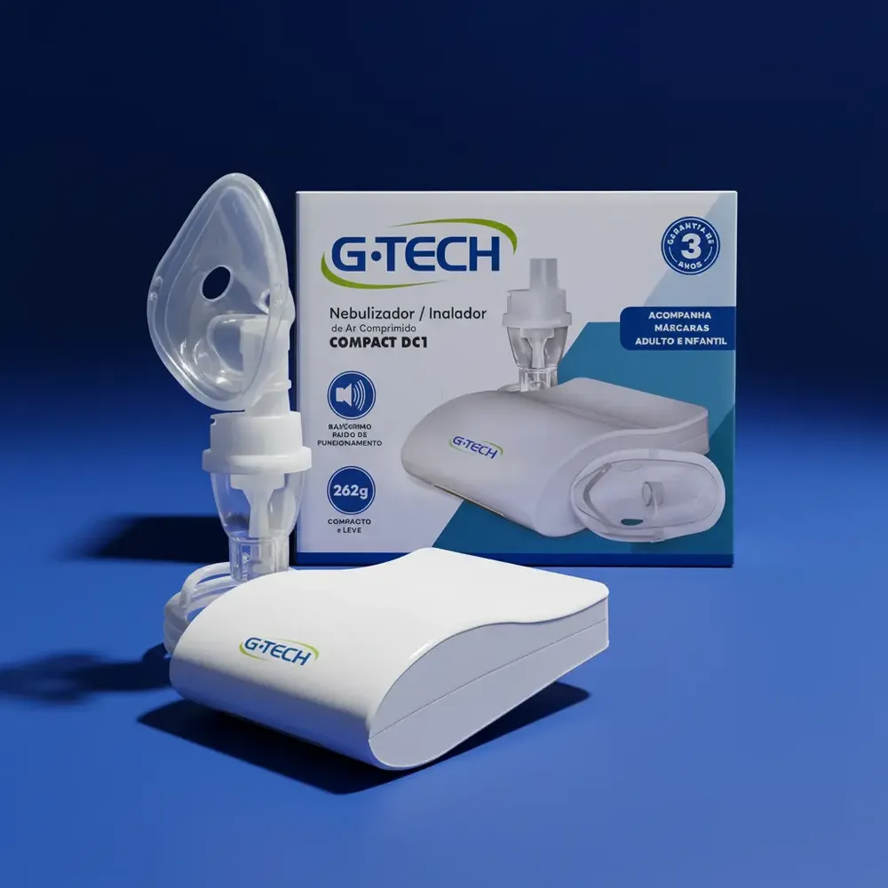 Inalador Nebulizador Gtech Bivolt Infantil Adulto Silencioso Branco 127/220v