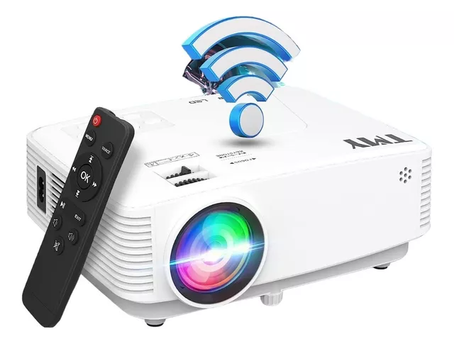 Proyector 5G WiFi Bluetooth - Proyector 4K Compatible 1080P Nativo 12000  Lux, para Móvil Cine en Casa con Entradas HDMI/AV/USB para