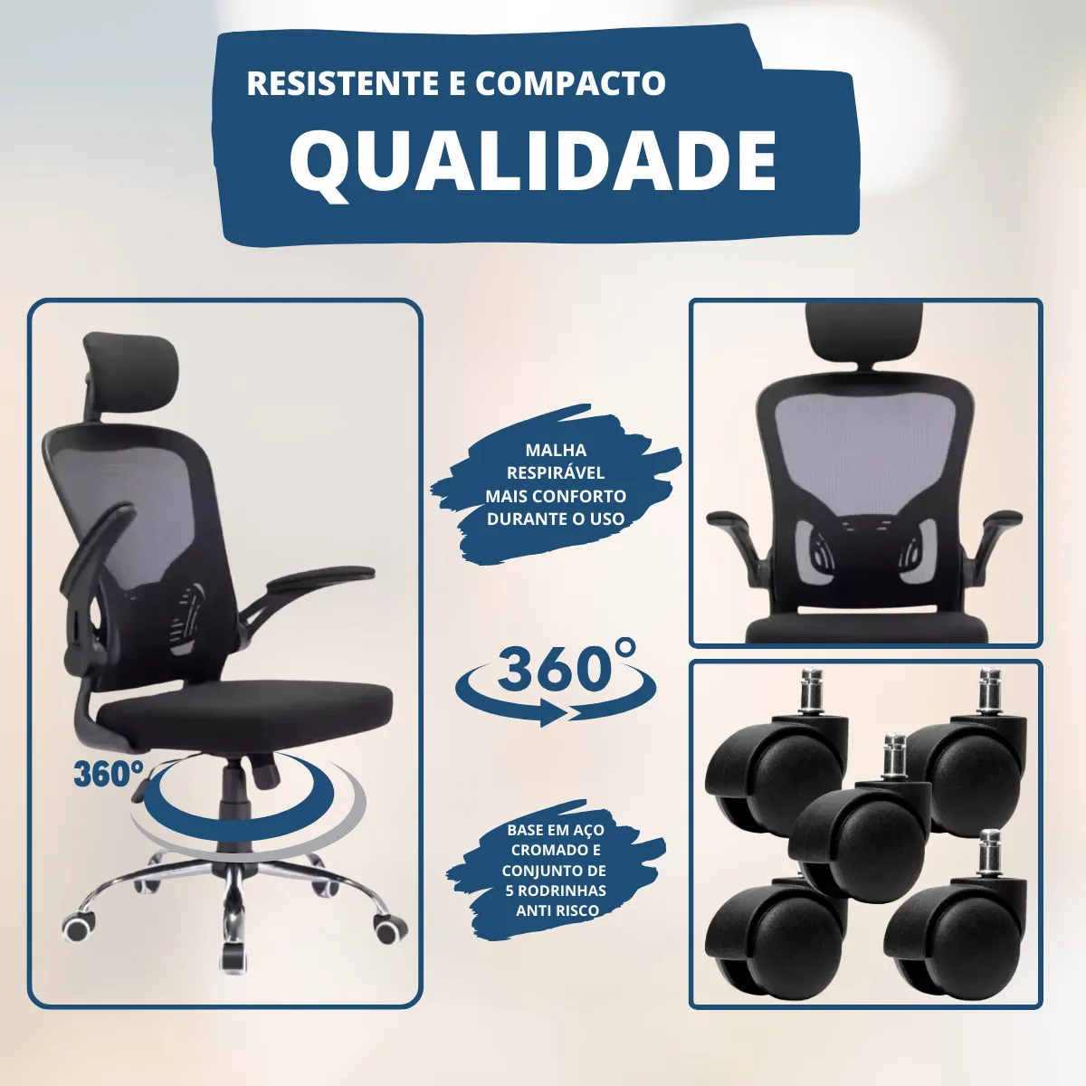 Cadeira De Escritório Até 150kg Executiva Presidente Office