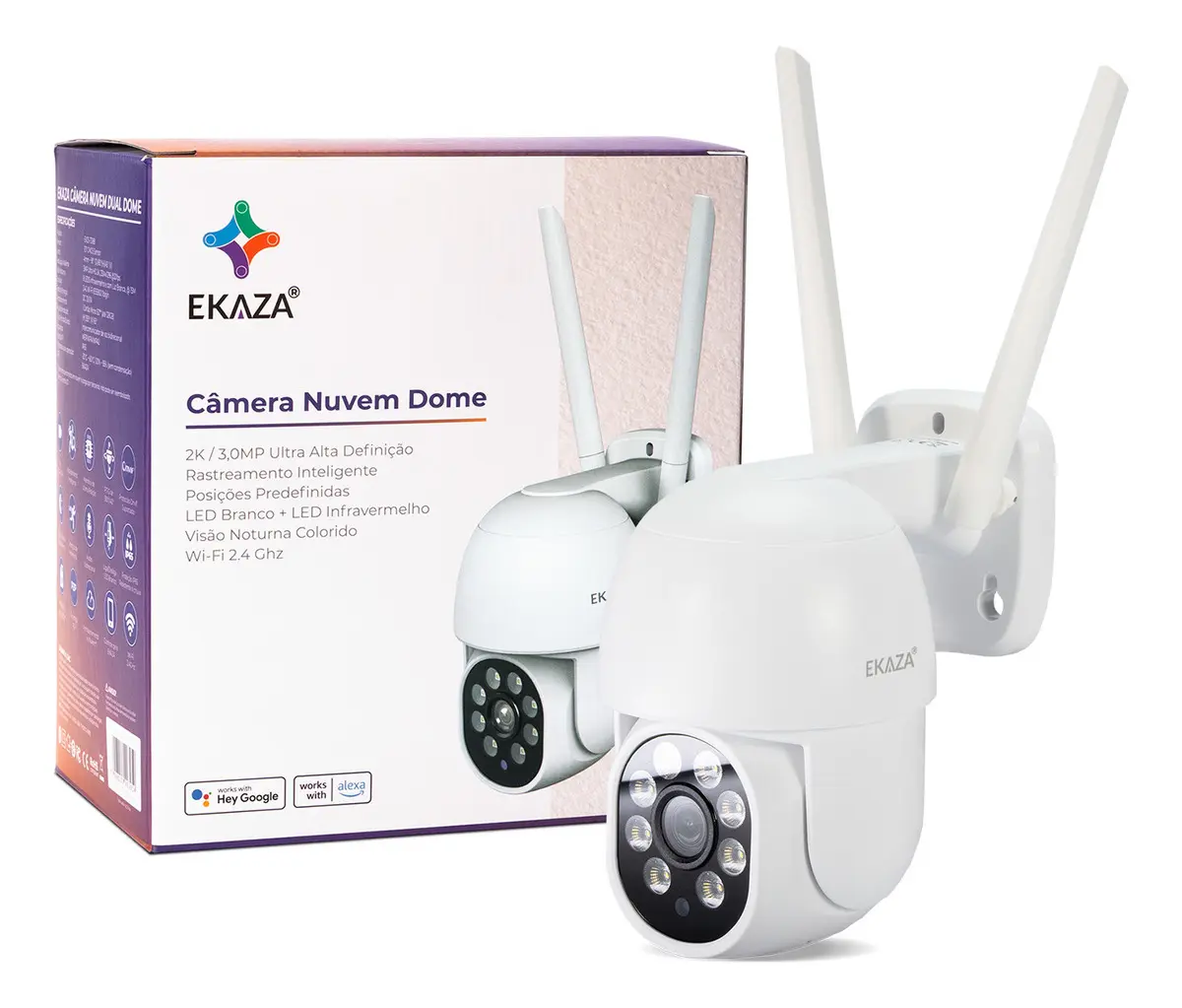 Câmera de Segurança Inteligente WiFi 2K EKAZA