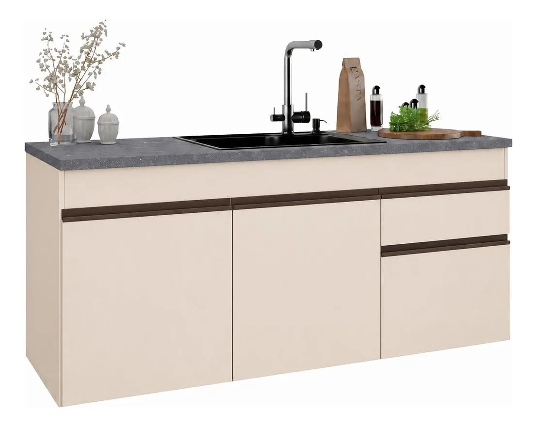 Balcão Cozinha P/pia 150cm Suspens Milano Multimóveis Mp2416