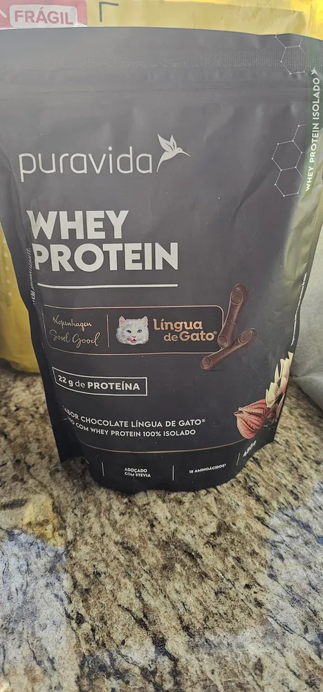 Whey Protein Isolado Chocolate Língua de Gato 450g Puravida - Imagem 4