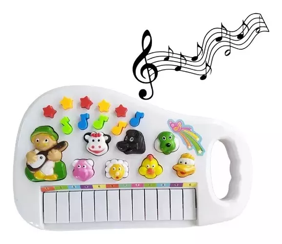 Teclado Musical Animais Infantil com Luz e Som Educativo