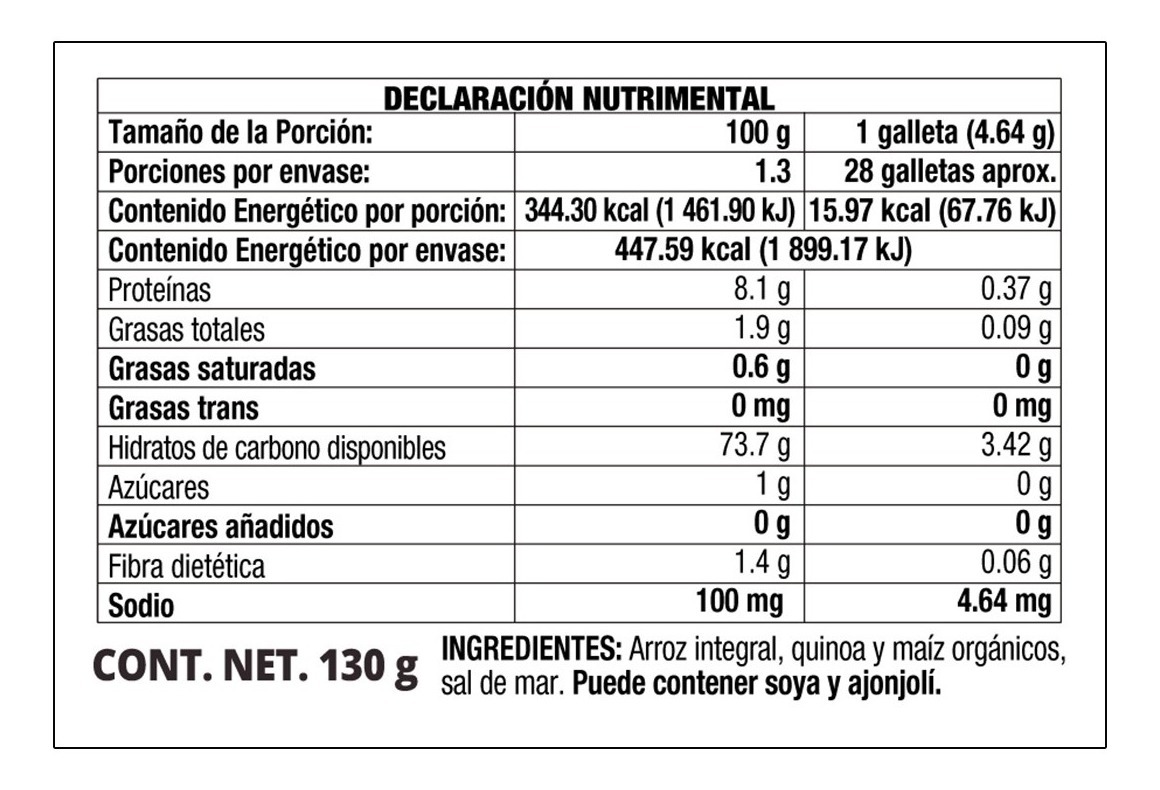 Galletas Orgánicas De Multigrano Y Quinoa Real Natural 130gr MERCO