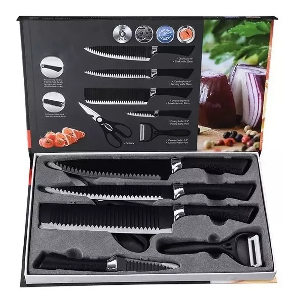 Juego Set De Cuchillos Para Cocina 6 Piezas Profesional Acero