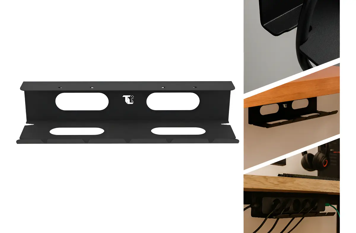 Organizador De Cabos Adesivo Para Mesa, Tv E Computador Cor Preto