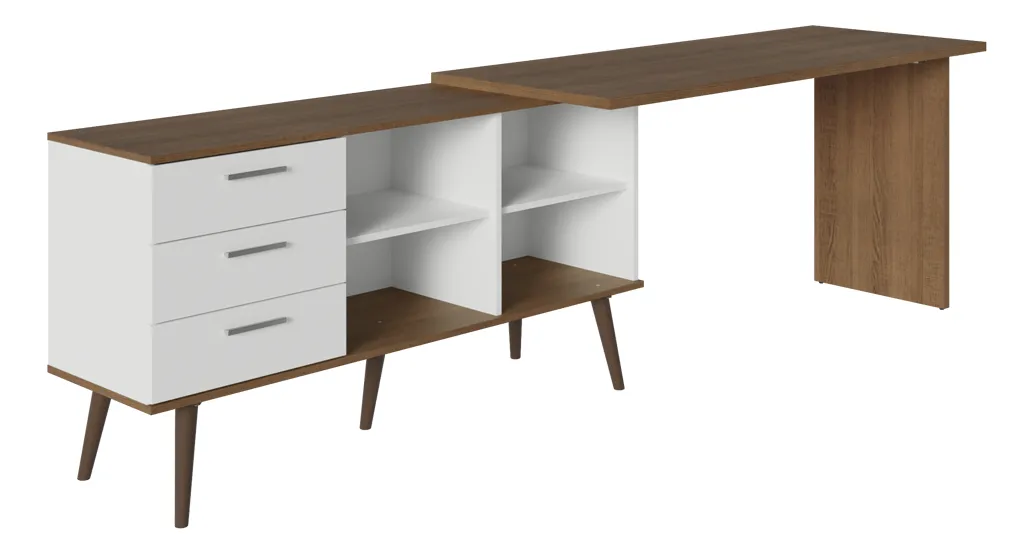 Mesa de canto Madesa Lisboa para computador Bm Gamer marrom/branca - Imagem 4