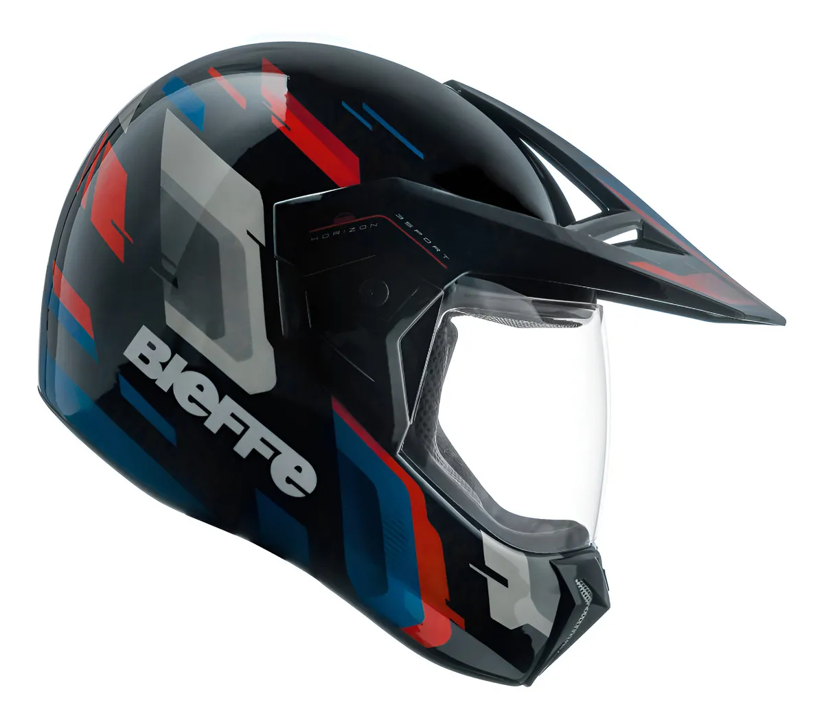 Capacete Moto Bieffe 3 Sport Horizon Cor Preto Com Vermelho Tamanho Do Capacete 58