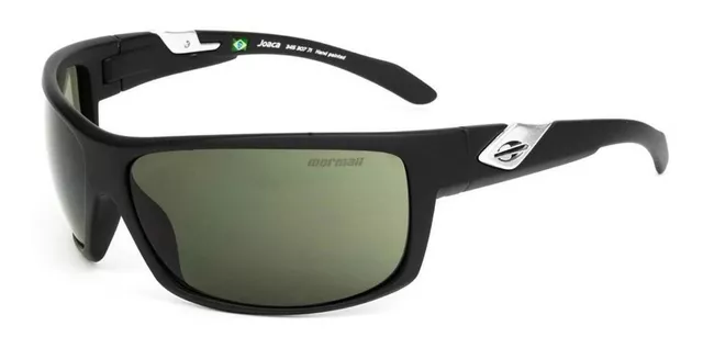 Óculos de sol Mormaii Joaca One size armação de grilamid cor preto, lente  verde de policarbonato, haste preto/prateado de grilamid | Frete grátis