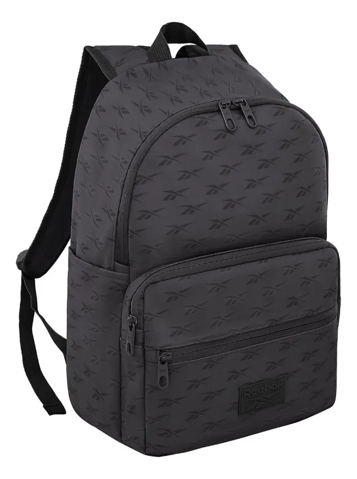 Mochila Portanotebook Reebok Urbana Bolsillo Frontal Amplia Color Negro Diseño De La Tela Liso