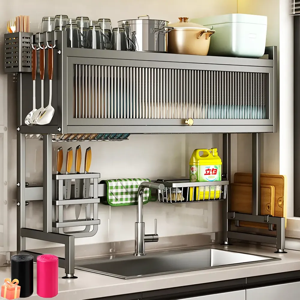 Escorredor De Pratos Louça Preto Cozinha Suspensa 65cm 18pçs Preto