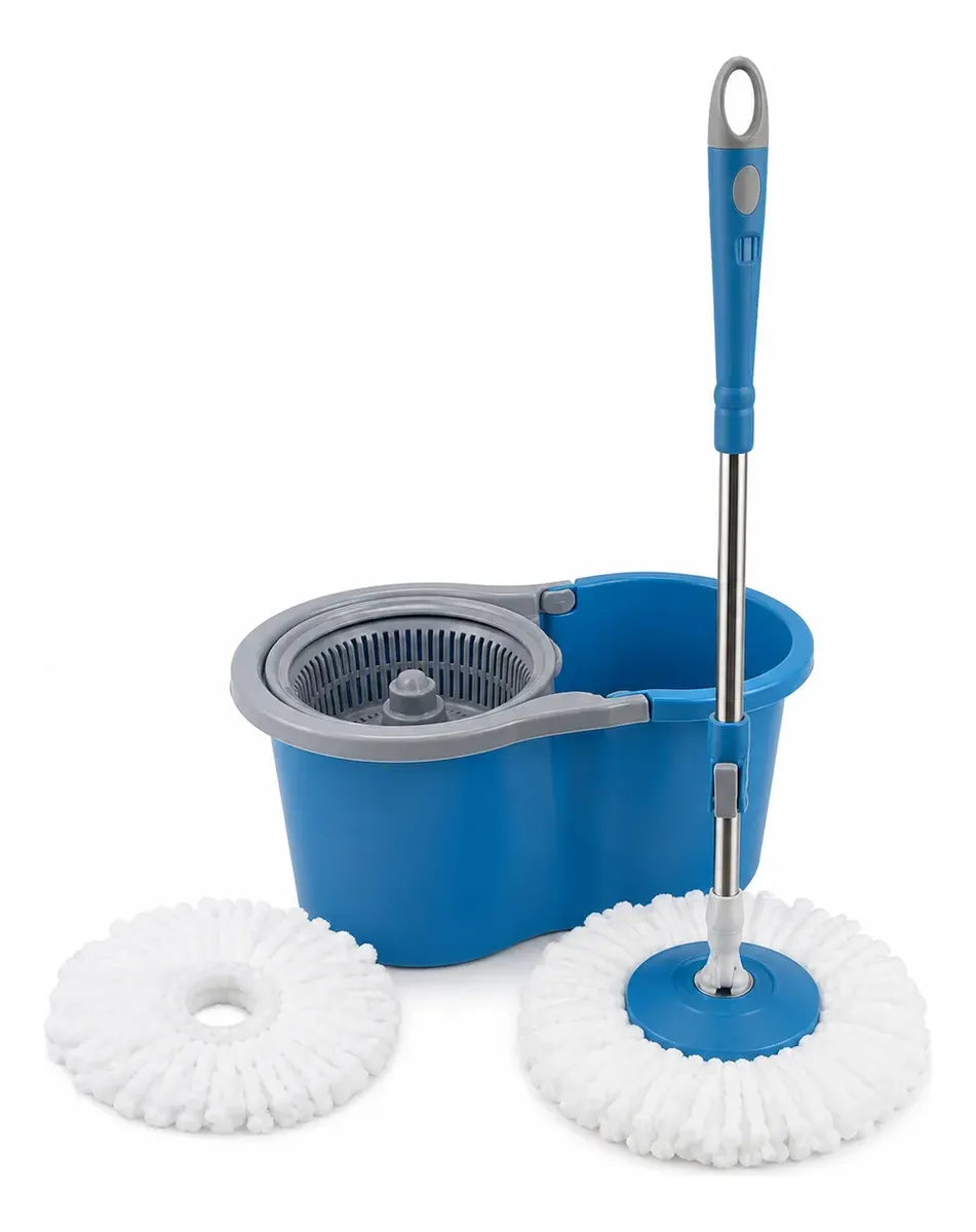 Mop Esfregão Giratório Inox Balde 8l Cabo Ajustável 2 Refis