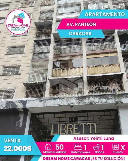 Apartamento Tipo Estudio En Venta Av. Panteón - Caracas.