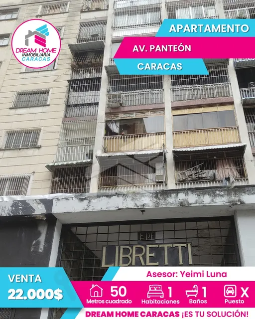 Apartamento Tipo Estudio En Venta Av. Panteón - Caracas.