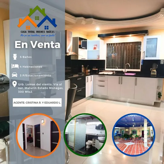 Se Vende Casa En La Urb.  Lomas Del Viento, Condominio 6 Vía Al Sur.