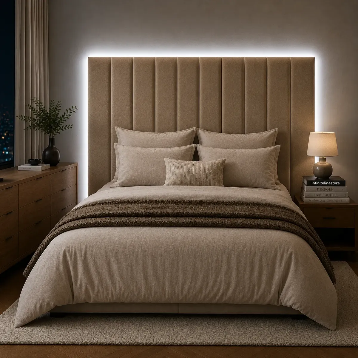 Cabeceira Modular King 10 Placas 110x20 Led E Fonte Infinite