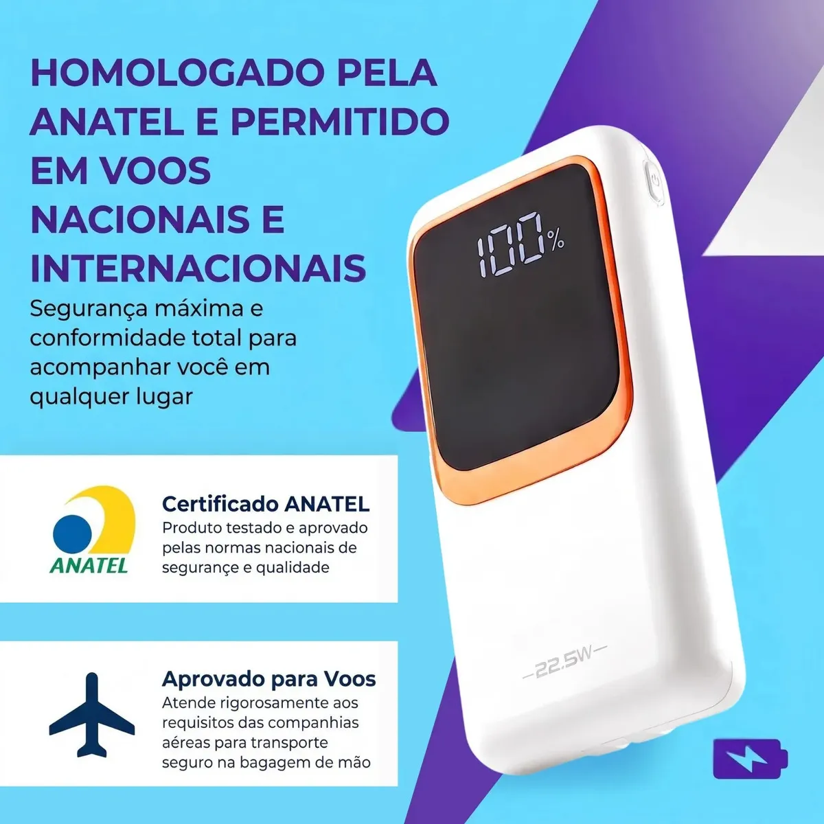 Carregador Portátil Casenn 20.000 mAh Turbo 22,5W Para Celulares na cor branco — imagem 2