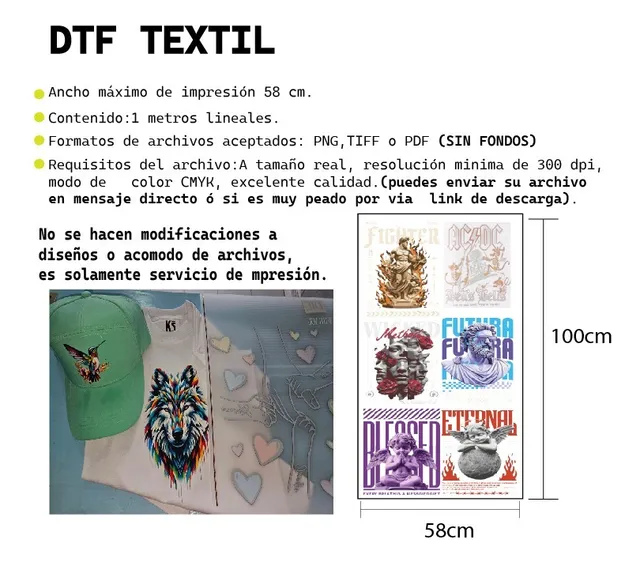 Impresión Dtf Textil 58cm X 100 Cm 