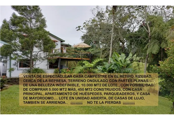 Venta Arrienda Casa Campestre Finca Antioquia Retiro Fizebad Represa 