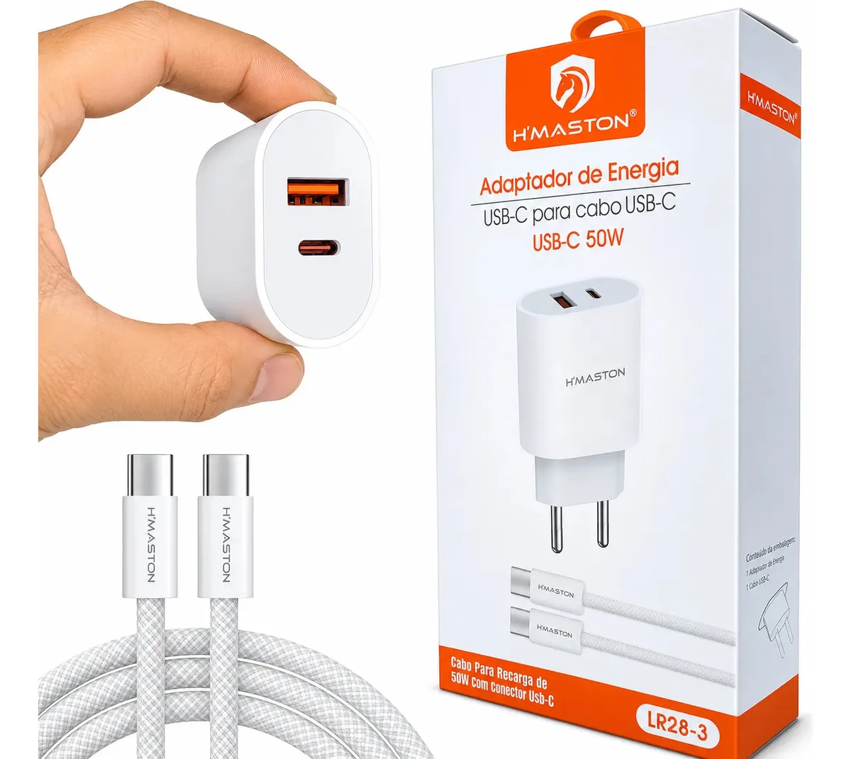 Carregador H'maston Turbo de Parede 50W com Cabo Tipo-C