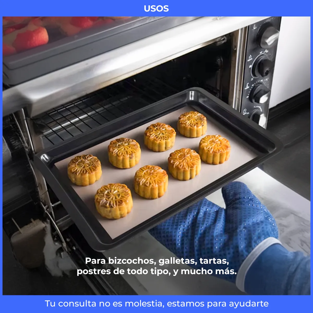 Uso en horno hasta 230°C Asadera rectangular en uso dentro del horno mostrando su resistencia al calor