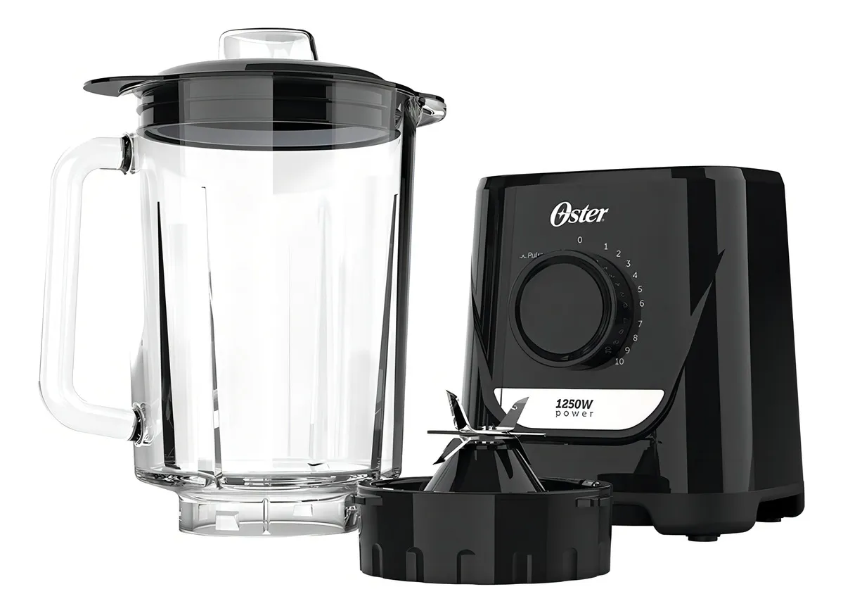 Liquidificador Oster Oliq520 Preto de 1,8L 1250W Jarra De Vidro e Laminas em Inox