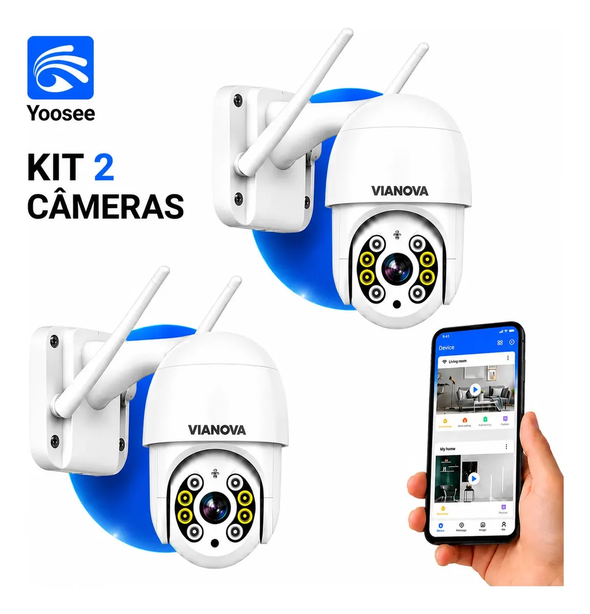 Kit 2 câmeras Ip Yoosee Prova D'água Infravermelho Externa Wifi