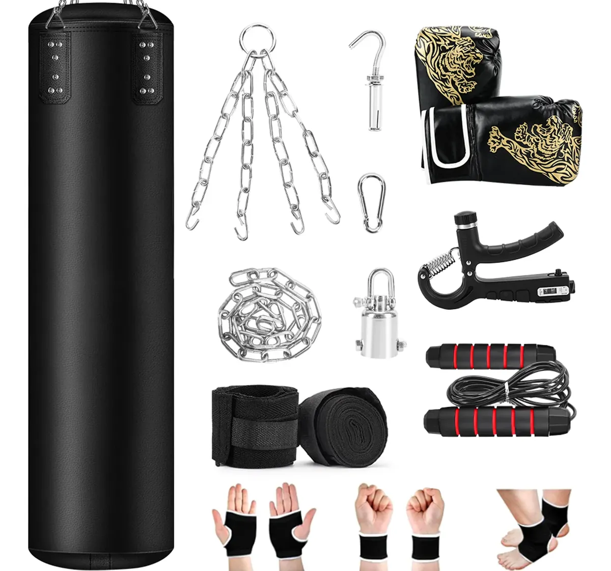 Saco De Pancada Treino Profissional Com Luta Luva Adulta