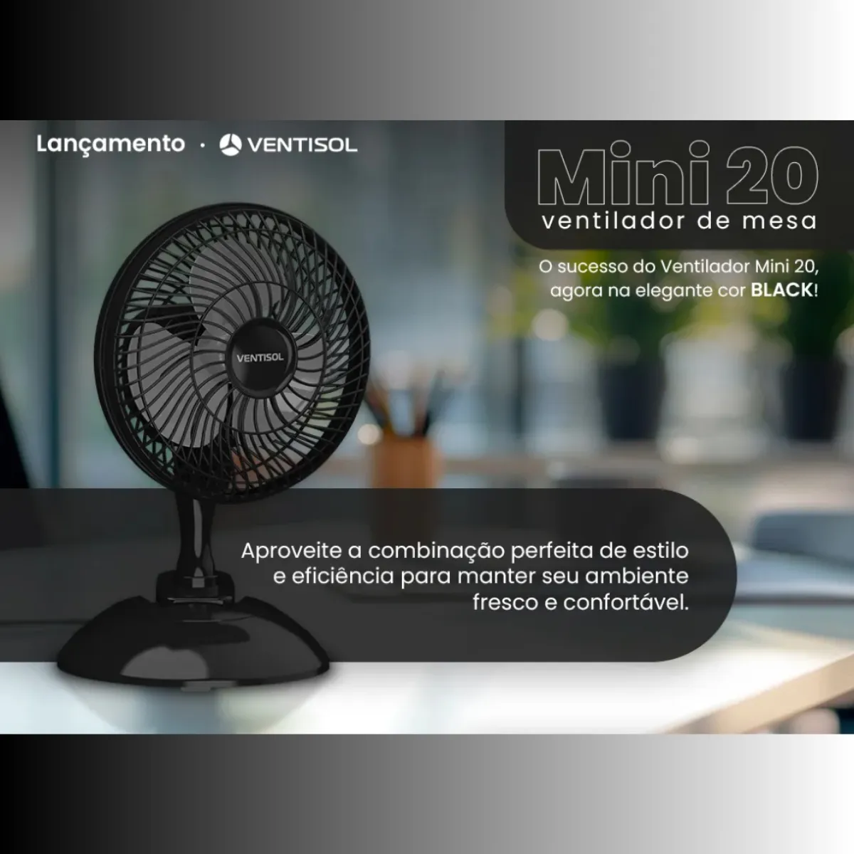 Micro Ventilador Ventisol 20cm 3 Pás Preto Clip Portátil De Mesa - Imagem 4