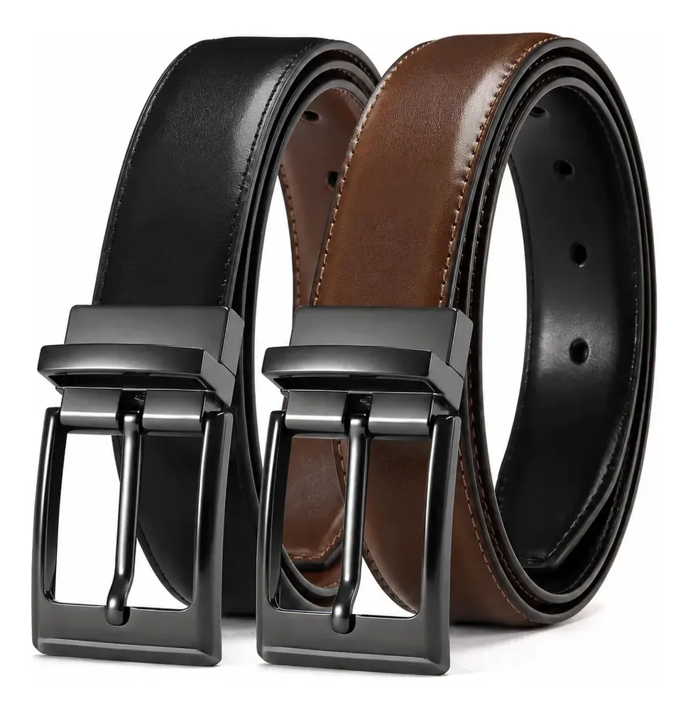 Cinto Masculino Couro Dupla Face 2 Em 1 Preto Marrom Social Preto/marrom 120 Cm