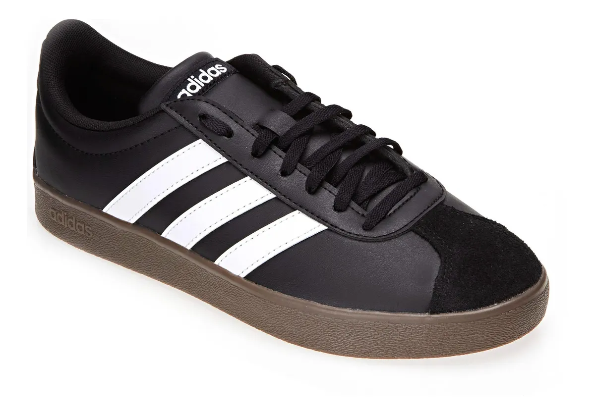 Tênis Casual Masculino Vl Court Base adidas preto com detalhes em branco